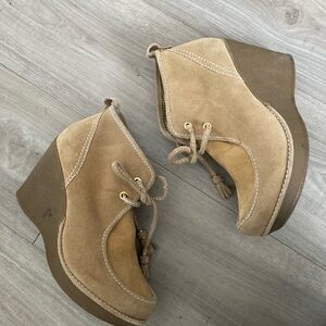 Tan Wedge Ankle Boots 6.5